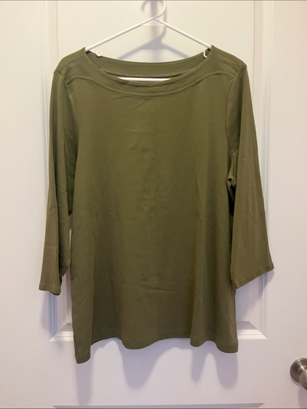 (NWT) Chico's Olive Green Long Sleeve Boatneck Top